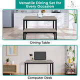 Naomi Home Paola 3-Piece Dining Table Set with 2 Benches – Compact Kitchen Table with Space-Saving Slide-Under Seating, Gray Engineered Wood Top & Steel Frame, Ideal for Apartments & Small Spaces Naomi Home