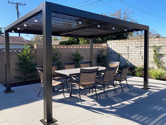 PURPLE LEAF Outdoor Louvered Pergola 10' × 13' Sun Shade Shelter Outside Canopy with Metal Adjustable Roof for Pool Hot Tub Beach Deck Backyard Patio Hardtop Gazebo - WoodArtSupply