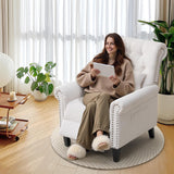 choairy Pushback Recliner Chair, Accent Push Back Chairs Set of 2 with Adjustable Footrest Wingback, Upholstered Linen Reclining Sofa with Side Pocket, Comfy Modern Armchair for Living Room, Beige choairy