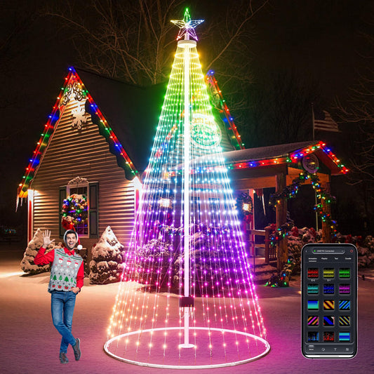 Esfos Led Outdoor Christmas Tree, 16 ft Prelit Christmas Tree, Smart Outside Christmas Tree Light Show App Control with 1008 LED Lights Color Changing Sync APP & Remote Control Christmas Tree Lighting