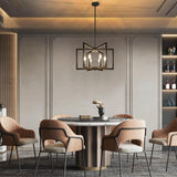 Klgxnrd 6-Light Modern Farmhouse Black Chandeliers for Entryway, Geometric Pendant Lights Kitchen Island, Hanging Industrial Metal Chandelier for Stairway Foyer Hallway Dining Room Klgxnrd