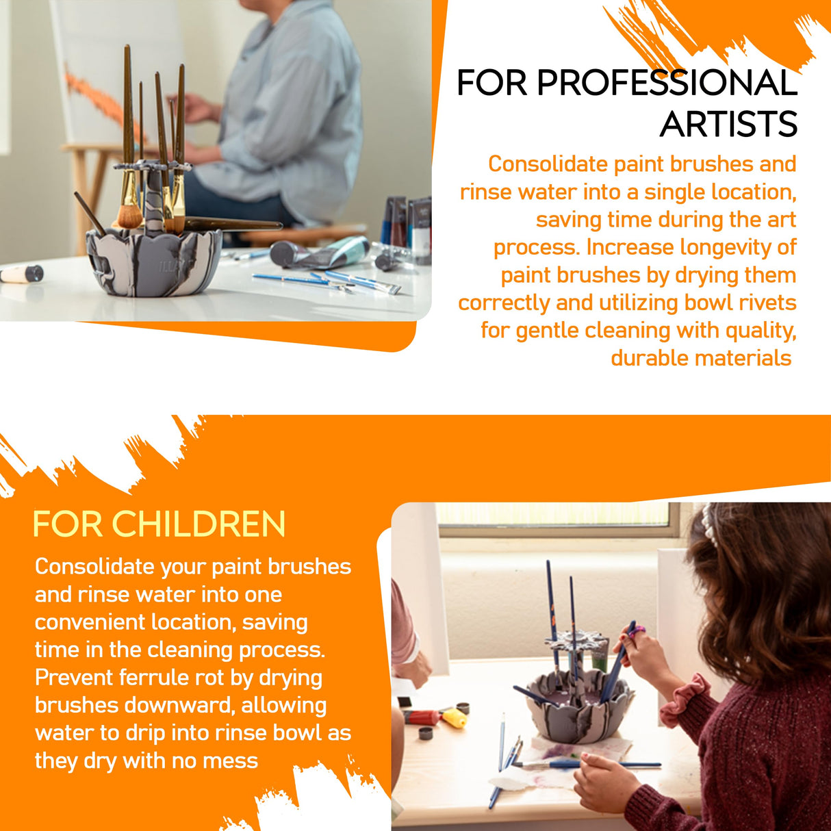 ILLAY CO. Paint Brush Cleaner - Silicone Brush Cleaner with Rinse Bowl | Upgraded 3-in-1 Paint Brush Holder and Cleaner Tool for Acrylic Painting | Best Painting Tool for Artists | Gift for Art Lovers ILLAY CO.