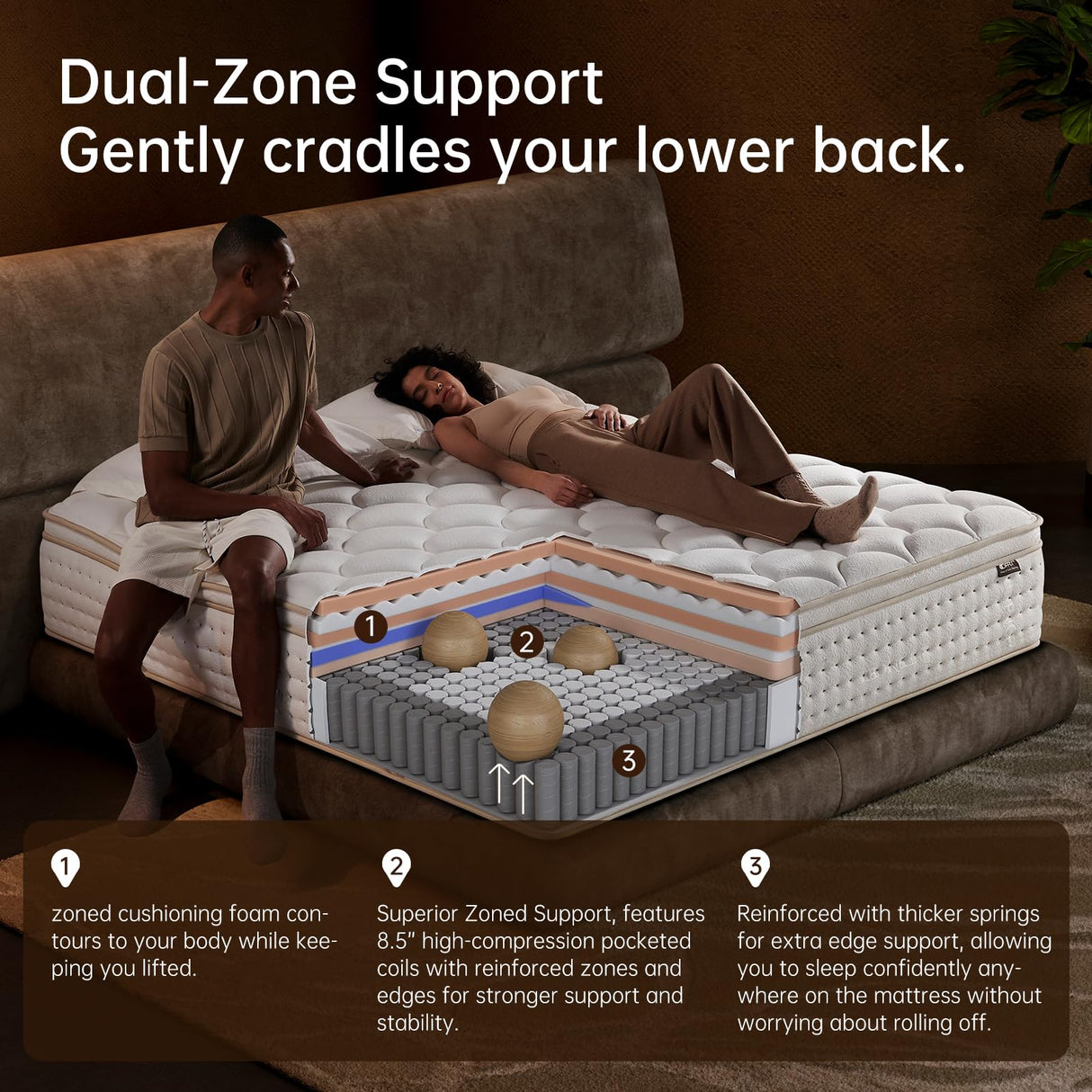 OFFTR z Queen Mattress 12 Inch Mattress Queen Size in a Box,Superior Hybrid Mattress with Memory Foam for Extra Lumbar Support,100 Night Trial,Maximum Support,Zoned Spring (12 Inch, Queen) OFFTR z