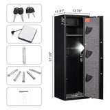 HEANVO 5 - Gun Safe Rifle, Long Gun Safe for Home Rifle and Pistols, Gun Safes & Cabinets with Drawer and Removable Shelf, Cabinet with Mute Function, Rifle Safe with LED Light HEANVO