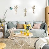 Pigort 3 Pieces Metal Flowers Wall Arts - Rustic Farmhouse Decor Beige Minimalist Flower Wall Decors for Living room Bathroom Bedroom Dining Room-Housewarming Gifts (Beige, Vase-C) Pigort