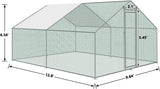 HITTITE Large Metal Chicken Coop with Run, 12.8 x 9.84 x 6.56 ft Walk in Poultry Cage Chicken Run Pen, Outdoor Chicken Runs for Yard with Waterproof & Anti-UV Cover HITTITE