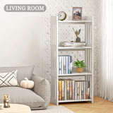 HAYOFAMY Bookshelf, Bookcase for Small Spaces, 4 Tier Shelf White Book Organizer Storage Display Rack for Kids Room, Living Room, Office, Bedroom and Bathroom HAYOFAMY