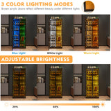 Lvifur Tall Storage Cabinet up to 70", LED Kitchen Pantry Cabinet with Human Body Induction, 5 Tier Bookcase Display Cabinet with Adjustable Shelves for Living Room Office (Black) Lvifur