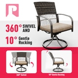 Pamapic 5 Piece Outdoor Dining Set, Rattan Outdoor Patio Furniture Set for Deck Backyard with Plastic-Wood Outdoor Dining Table, 4 Swivel Outdoor Dining Chairs and Removable Cushions (Beige) Pamapic