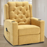 Comermax 330lbs Wide Seat Massage Swivel Rocker Recliners Oversized Yellow Manual Recliner Chairs with Cup Holders for Adults, Comfortable Reclining Rocking Glider Chair Comermax