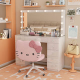 Vanity Desk with Power Outlet, Makeup Vanity with Mirror and 14 LED Light, 3 Lighting Modes,11 Drawer Vanity Table with Sliding Jewelry Storage, Glass Top, Specular Surface, White wanan