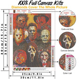 Bysincy 5D Diamond Painting Kits for Adults Halloween Diamond Arts Horror Diamond Painting DIY Full Round Drill for Home Wall Decor and Adults Kids Holiday Gift Bysincy