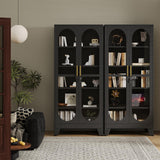 PAOFIN 71" H Locking Display Cabinet with Glass Door, Metal Curio Cabinets with 4 Adjustable Shelves, Tall Liquor Cabinet Display Case for Living Room, Collectibles, Home - Assembly Required Black PAOFIN