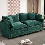 SoarFlash 71.6" Chenille Sectional Sofa, Comfy Modular Loveseat Sofa, Modern 2-Seat Couch Deep Seat Sofa Set for Living Room,Green SoarFlash