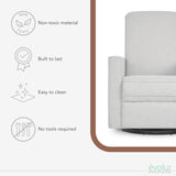 Evolur Harlow Upholstered Power Glider Recliner with USB Charging – Rocking & 360° Swivel with Smooth Glide – Greenguard Gold & FSC Certified – Modern Nursery and Living Room Chair in Fog Evolur