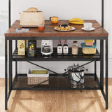 GAOMON Vintage Kitchen Island with 3-Tier Storage and 5 Hooks - Versatile Bakers Rack and Microwave Stand GAOMON