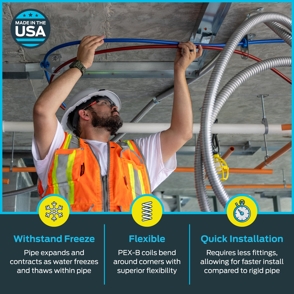 SharkBite 1/2 Inch x 100 Feet Blue PEX-B, PEX Pipe Flexible Water Tubing for Plumbing, U806B100 SharkBite