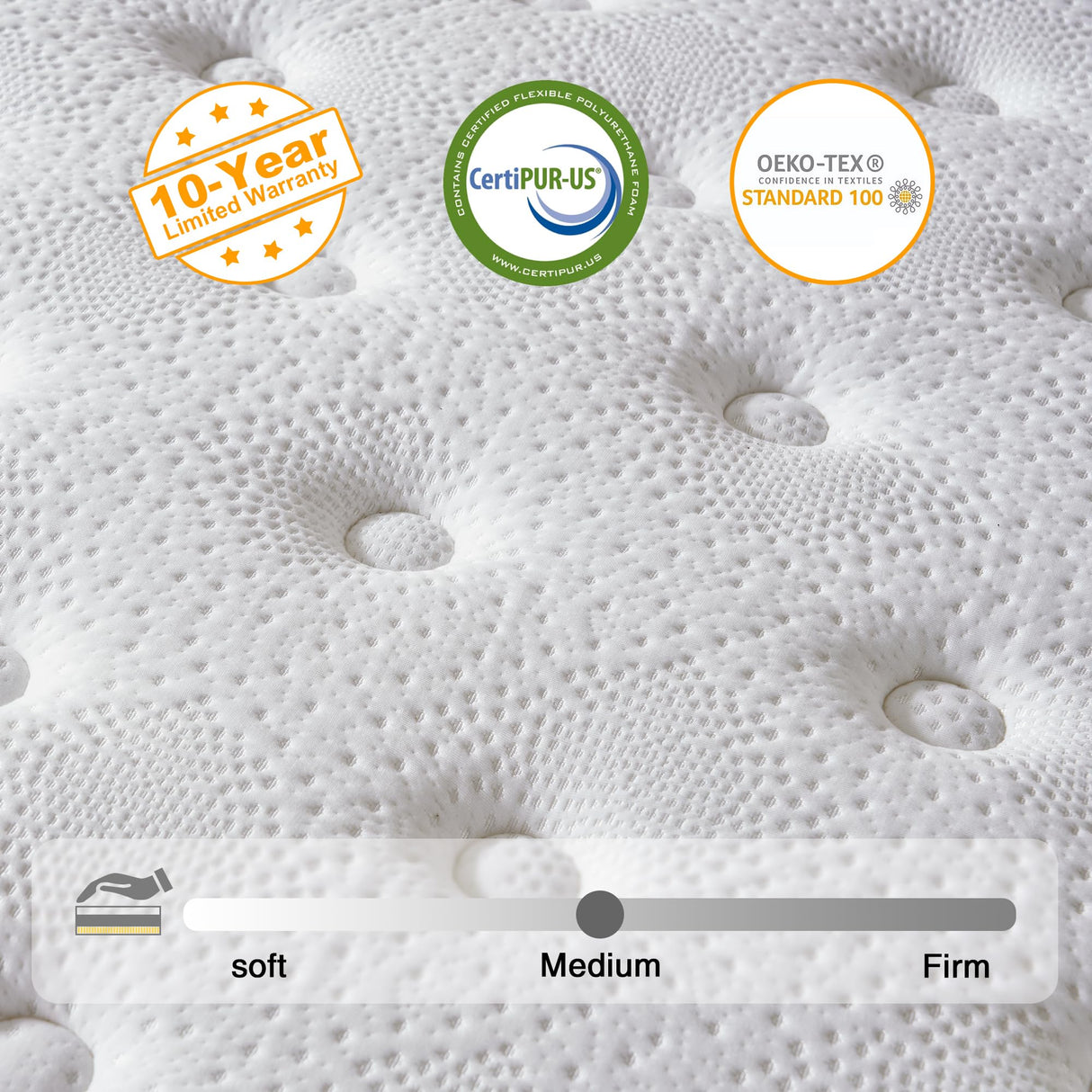 Madevos Queen Mattress, 14 Inch Hybrid Mattress in a Box, Memory Foam and Individual Pocket Springs, Fiberglass Free, Soft and Breathable, Medium Firm Feel Madevos