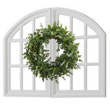 Sintosin Rustic Arch Window Frame Wall Decor 30 X 36 Inch, Set of 2 Wall Hanging Distressed White Farmhouse Window Frame, Handmade Wooden Window Pane for Living Room Entryway Sintosin