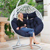 boyspringg Patio Double Egg Chair Cushion Replacement 55x35in Thickened Memory Foam Large Double Egg Swing Chair Cushions Hanging Basket Chair Cushion(Blue) boyspringg