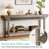 Tribesigns 70.8-Inch Solid Wood Long Console Table, Farmhouse Entryway Table with Storage, Narrow Sofa Table Grey Couch Table for Living Room Entryway Hallway (Gray) Tribesigns