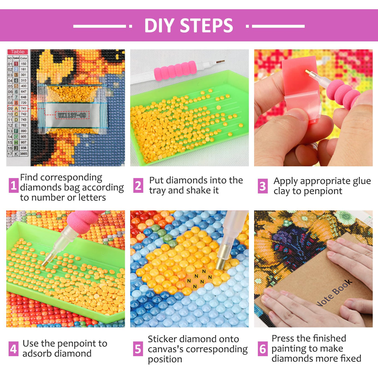 HEIBAGO Halloween Witch Diamond Art Kits for Adults, 5D Full Drill Round Black Cat Painting Gems with Magic Witch Diamond Painting, Diamond Dots Perfect for Home Wall Decor 12x16inch HEIBAGO