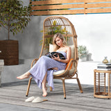 YITAHOME Outdoor Small Egg Chair, Patio Wicker Basket Chair with Strong Capacity Indoor Egg Chairs with High Back & Cushion Cocoon Chair for Bedroom, Outside (Beige) YITAHOME