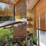Natural Bamboo Roller Blinds for Indoor/Outdoor - Handwoven Shades for Privacy and Sun Control WDZDMYL