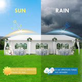 2025 Upgraded 10x30 Party Tent, Outdoor White Tents for Parties, Wedding, Large Canopy Tent with Walls, Big Event Gazebo Tent for Backyard, Garden, 8 Sidewalls EPOFIT