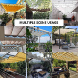 Retractable Sun Shade Sail 4' x 10' Waterproof Wave Pergola Shade Cover Polyester Sunscreen Awning Canopy Wind Protection for Outdoor Patio Yard Terrace Carport Khaki Woace
