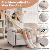 Korser Recliner Chair for Adults, Padded Deep Seat Reading Chair with Side Pockets, Small Recliners for Small Spaces, Adjustable Chair for Living Room, Bedroom, and RV (Linen) Korser