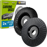 GRAFF Premium Wood Carving Disc 4 1/2 Inch for Angle Grinder - Set Shaping and Grinding Wheel for Wood, Drywall, Chipboard, Plastic - Woodworking GRAFF