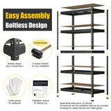 PrimeZone 2 Pack Storage Shelves 48" x 24" x 72" - 5 Tier Heavy Duty Adjustable Garage Storage Shelving, Metal Storage Utility Rack Shelf Unit for Warehouse Pantry Closet Kitchen, Black PrimeZone
