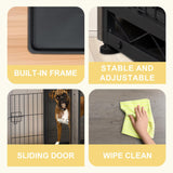 JY QAQA Dog Crate Furniture, Wooden Dog Crate Table, Double-Doors Dog Furniture, Indoor Dog Kennel, Dog House, Dog Cage/Grey/XL JY QAQA PET