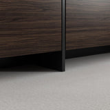 AIEGLE Modern TV Stand with 4 Flip-Down Drawers, Entertainment Center with Storage, Media Console Table TV Cabinet for Living Room, Bedroom, Dark Brown (95.7" W x 15" D x 15.7" H) AIEGLE