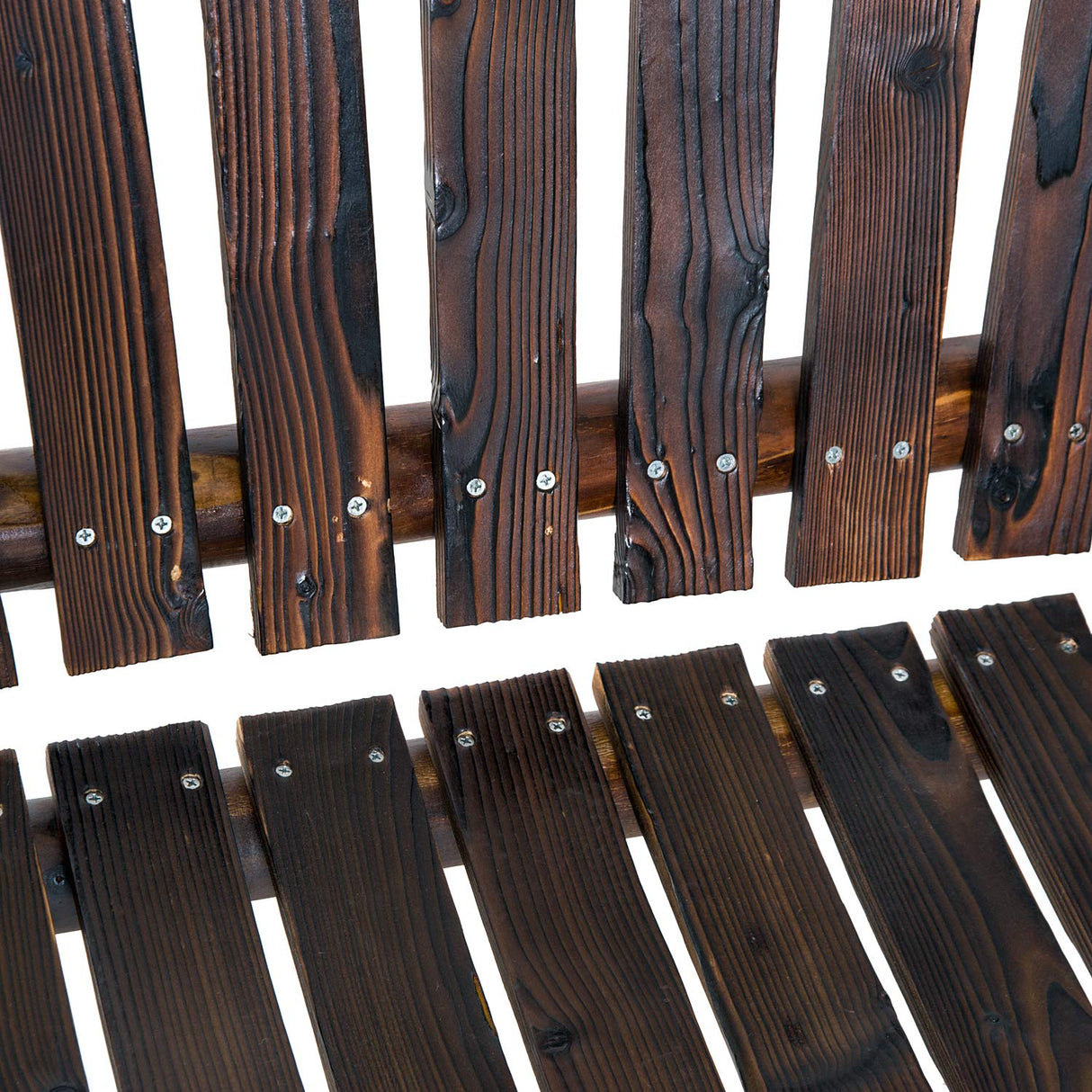 Outsunny Carbonized Double-Person Adirondack Rocking Chair with High Backrest and Armrests for Outdoor Relaxation Outsunny