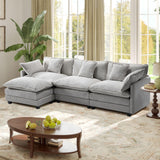 113.4" Modular Sectional Sofa,L Shaped Couch for Living Room,Modern Deep Seat Sofa 3 Seater Chenille Fabric Comfy Cloud Couches with Throw Pillows & Movable Ottoman Hanherry