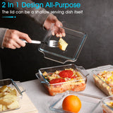Set of 2 Glass Casserole Dish With Glass Lid, Square 6in x 6in Glass Baking Dish Oven Safe, Mini Casserole Dish with Lid NUTRIUPS