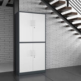 Anxxsu Metal Storage Cabinet, 71" Steel Cabinet with 2 Adjustable Shelves, Locking 4 Doors File Cabinet for Home, School, Office, Hospital, Garage Storage (Grey White) Anxxsu