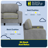 Serta Palisades 61" Track Arm Sofa, Easy Care Polyester, Soft Pillow Back, Pocket Coil Seat Cushions, Removable Covers, Loveseat or Couch for Small Spaces, Living Rooms or Bedrooms, Glacial Gray Serta