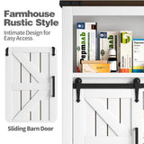 Vagaconl Bathroom Wall Cabinet, Farmhouse Medicine Cabinet Bathroom Cabinet Wall Mount with Barn Door Adjustable Shelves Towel Bar Hooks, for Laundry Bathroom Kitchen(Brown & Vintage White) Vagaconl