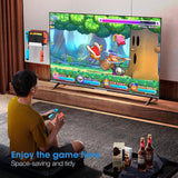 KUNSLCUK Wall Mount for Switch and Switch OLED, Metal Wall Mount Stand Accessories with 28 Game Cards Holder and 2 Joy-Con Hooks, Safely Mount your Switch on Wall Near TV (White) KUNSLUCK