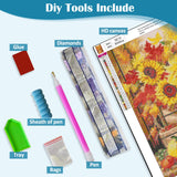 Autumn Pumpkin Sunflower Diamond Art Kits for Adults, 5D Diamond Painting Kits for Adults Beginners, DIY Full Round Drill Diamond Dot Painting Gem Art Kits for Adult, Home Wall Decor 11.8x15.7 Inch VCLKDIY