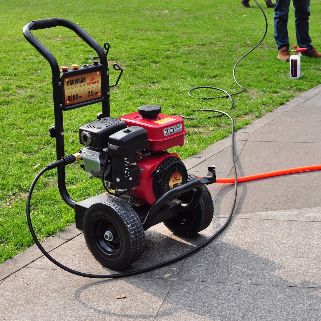 YAMATIC Kink Resistant Pressure Washer Hose 50FT 1/4" M22 Brass Fitting Power Washer Hose Replacement for Ryobi, Troy Bilt, Greenworks, CRAFTSMAN Most Brand Power Washer, 3200 PSI YAMATIC