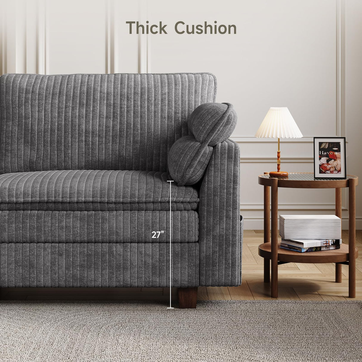 ONBRILL 77" Modern Loveseat Sofas for Living Room,Comfy Cloud Couch with Deep Seats,Solid Wood Frame,Corduroy Fabric Couches for Living Room,Bedroom and Small Spaces ONBRILL