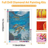 USZDL Sea Turtle Diamond Art Kits for Adults,Cute Animal 5D Diamond Painting Kits for Beginners,Diamond Dots Round Full Drill Paint with Diamonds Pictures DIY Gem Art Painting Crafts Kits 12x16 inch USZDL