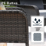 CAODOC 4-Piece Wicker Patio Furniture Set, All-Weather Rattan Conversation Bistro Loveseat Chair and Table Set for Balcony, Backyard and Deck with Soft Cushions and Metal Table(Tan) CAODOC