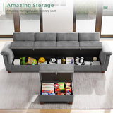 Shintenchi Sectional Couch, Convertible L Shaped Couch with Storage, Modular Sectional Sofa with Storage Ottoman for Living Room, Apartment, Office, Light Grey Shintenchi