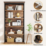 Tribesigns 6-Tier Industrial Bookshelf – 71 Inch Tall Bookcase with X Pattern Accents in Brown and Black Tribesigns
