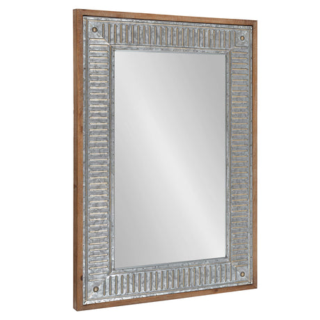 Kate and Laurel Deely Farmhouse Wall Mirror, 20 x 30, Rustic Brown and Silver, Rustic Wall Decor with Galvanized Metal Frame Kate and Laurel